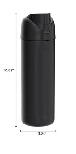 Owala FreeSip Insulated Stainless Steel Water Bottle with Straw – 24 oz, BPA-Free Sports Bottle for Travel, School & Gym – Leakproof, Very Very Dark