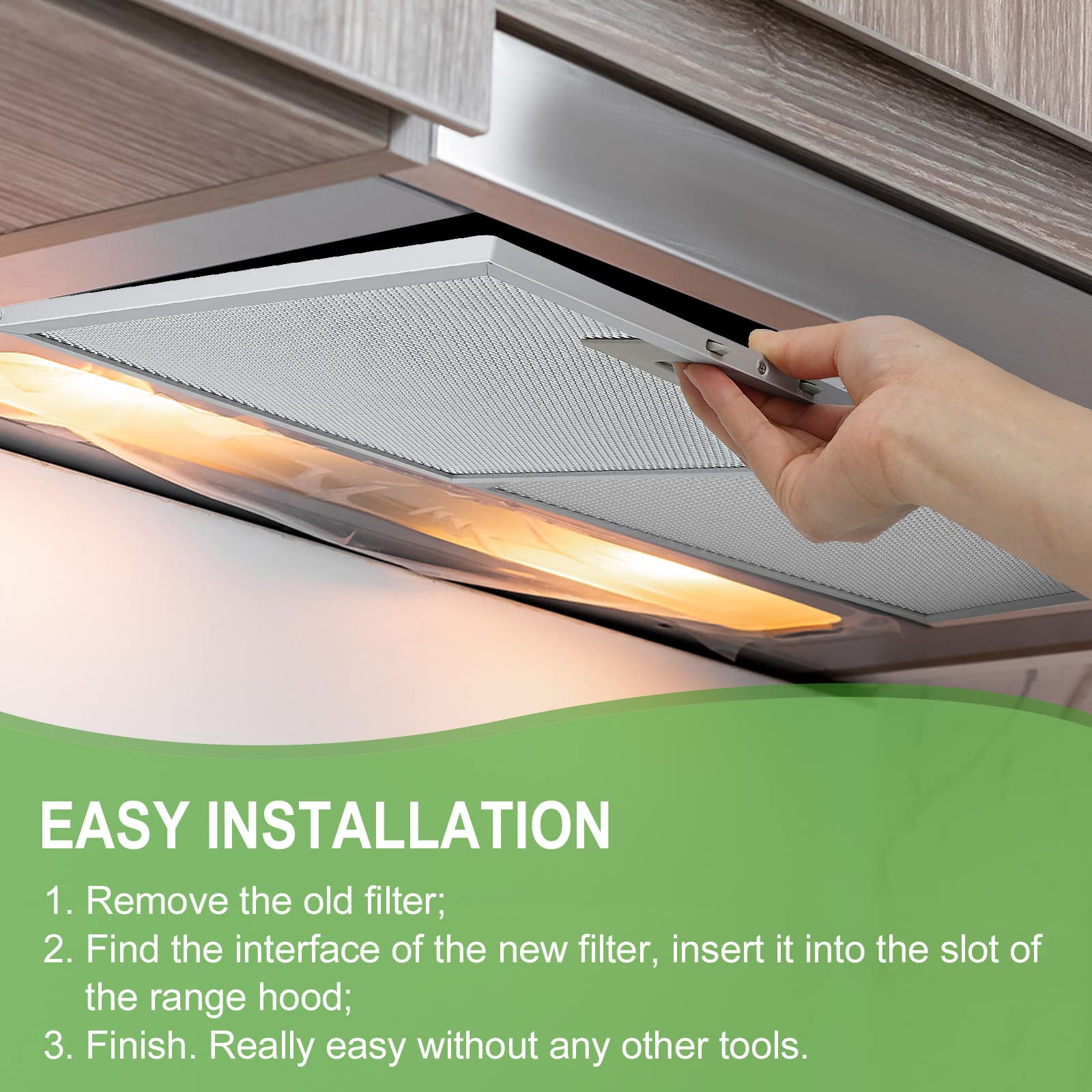 W10169961A Range Hood Filter Replacement, Fits Whirlpool, Ikea, Kitchen Aid, Jenn Air, 2PCS 5-Layer Aluminum Mesh Hood Grease Filter 10.47x12 Inch, Aluminum Range Hood Vent Filters