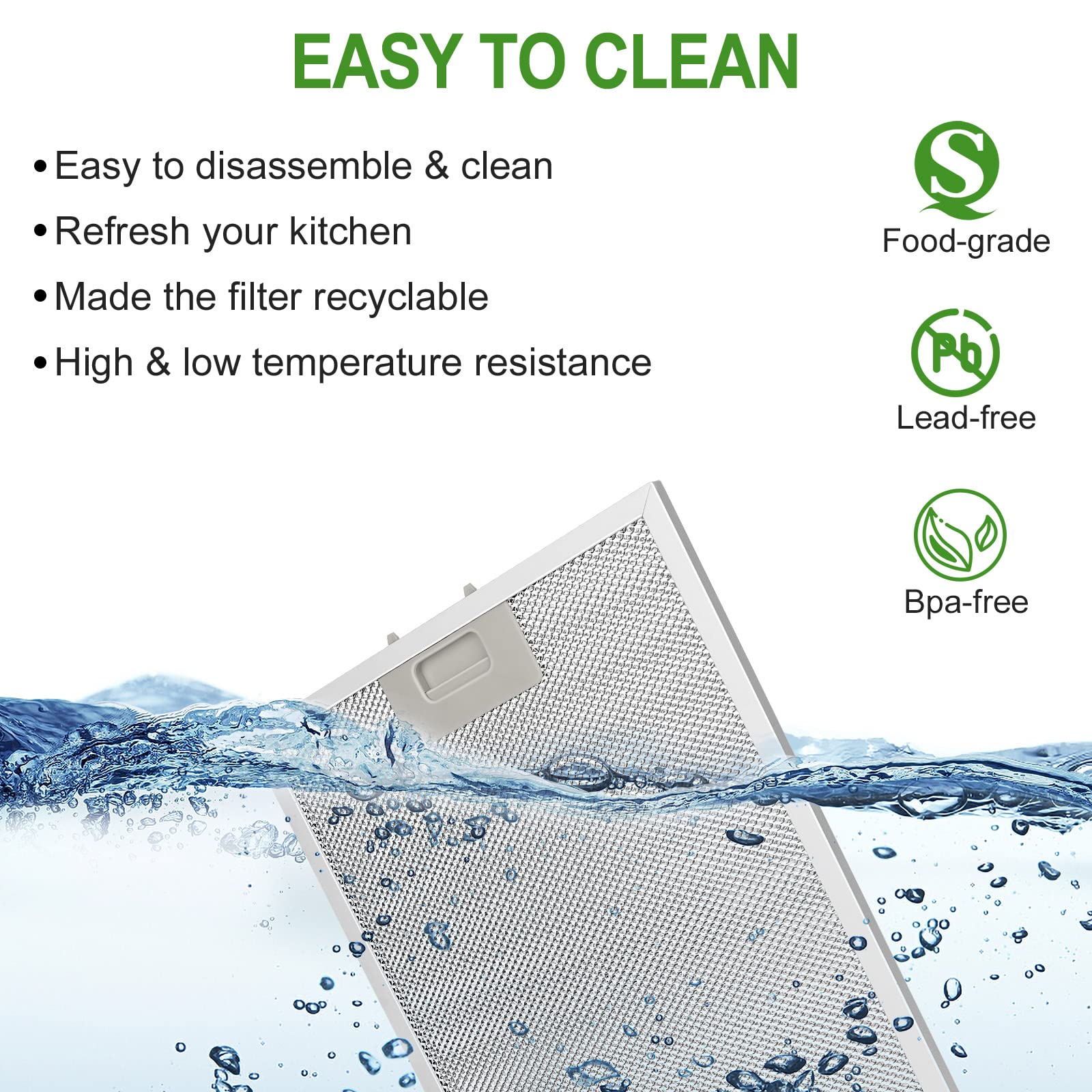 W10169961A Range Hood Filter Replacement, Fits Whirlpool, Ikea, Kitchen Aid, Jenn Air, 2PCS 5-Layer Aluminum Mesh Hood Grease Filter 10.47x12 Inch, Aluminum Range Hood Vent Filters