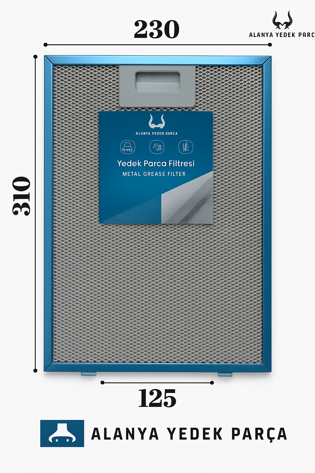 Termikel Uyumlu Davlumbaz Metal Yağ Filtresi 310x230mm 31x23cm Aspiratör Alüminyum Filtre
