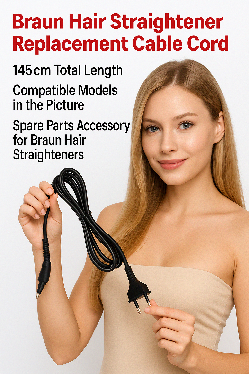 Braun Hair Straightener Replacement Cable Cord | 145cm Length | OZBA Spare Parts Store | Pra-2217551-1335