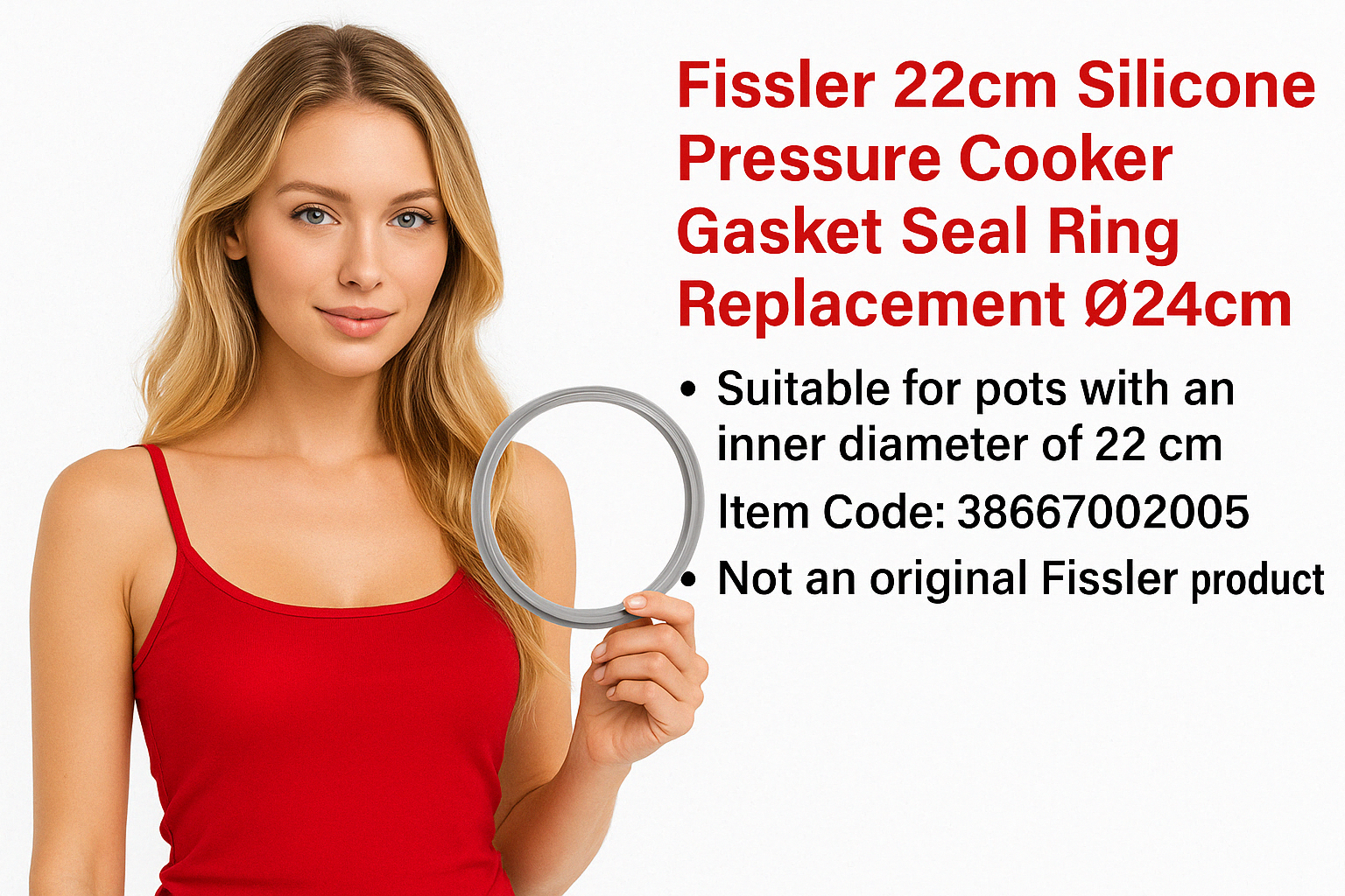 Fissler Sealing Ring for Pressure Cooker 22 cm Silicone Pressure Cooker Rubber Gasket Inner 22 Outer Diameter 24 Cm