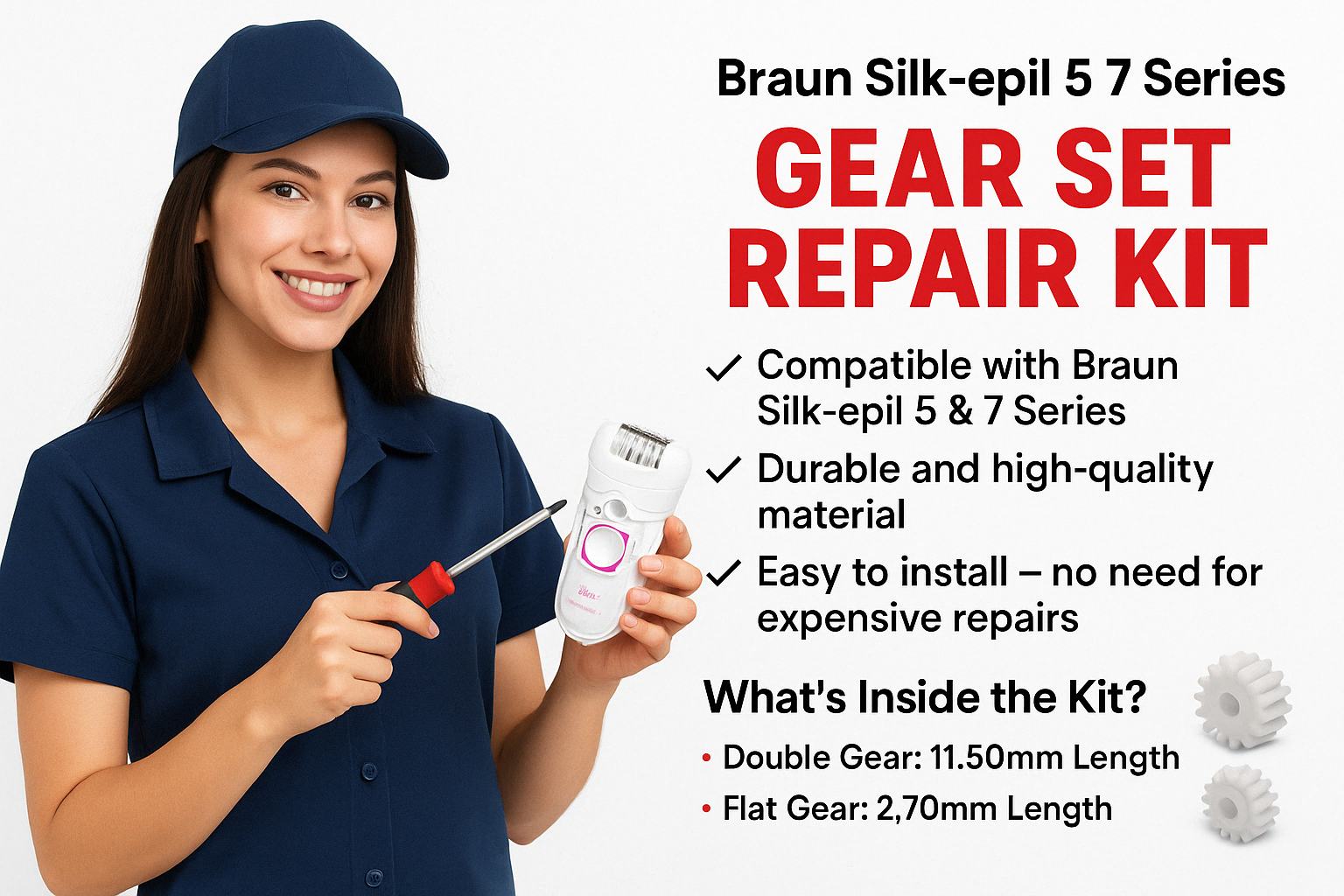 Braun Silk Epil 5 7 Series Epilator Gear Set Repair Kit Replacement Part