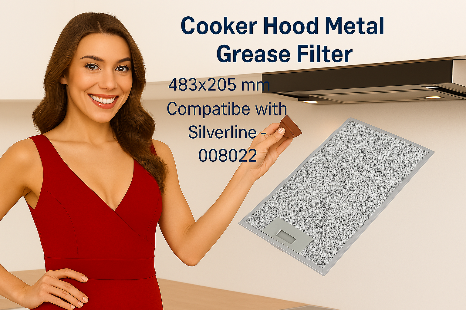 Cooker Hood Metal Grease Filter 483x205 mm Compatible with Silverline – 008022
