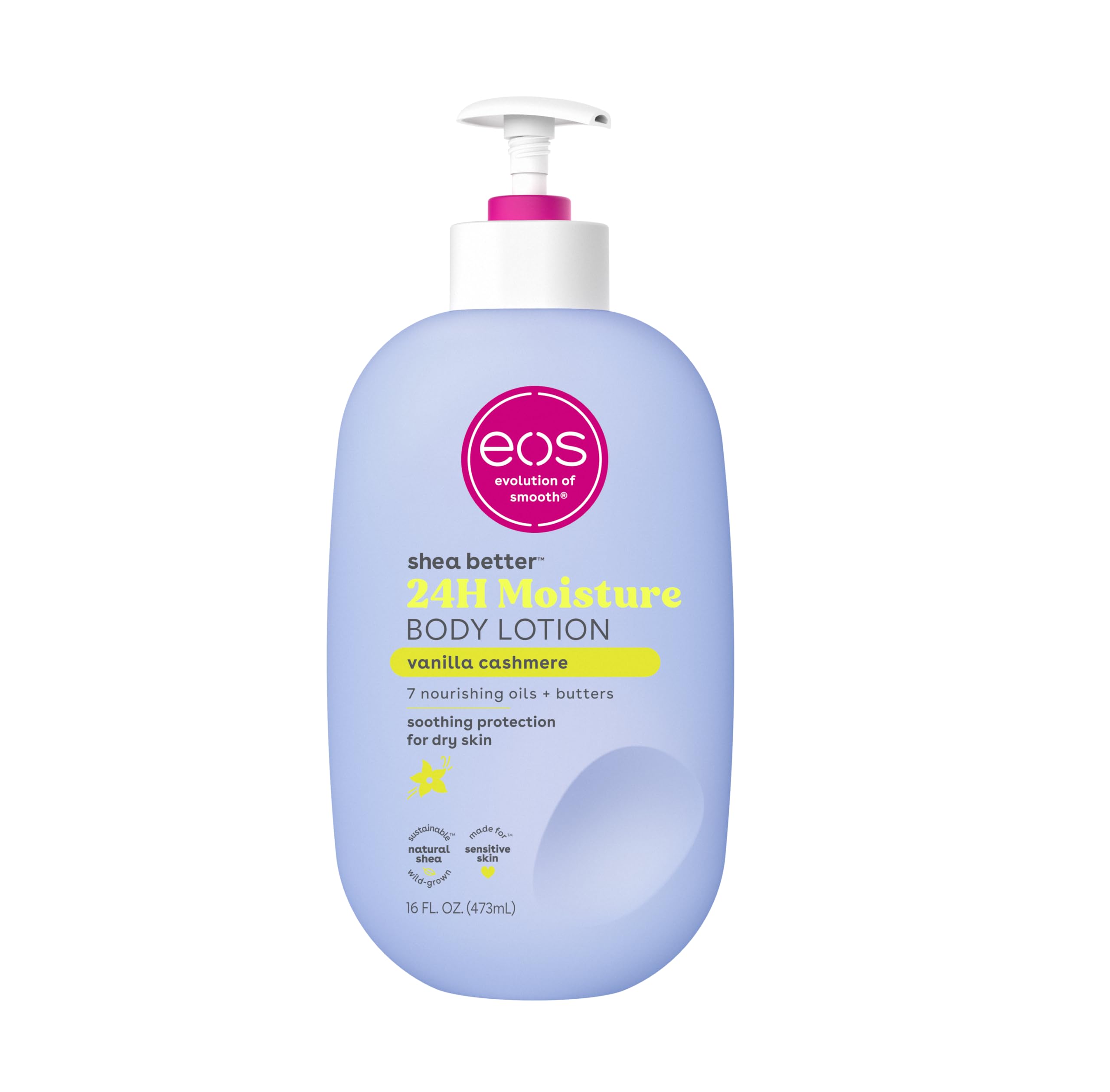 eos Shea Better Body Lotion - Vanilla Cashmere, 24-Hour Moisture, Lightweight & Non-Greasy, Natural Shea, Vegan, 16 fl oz