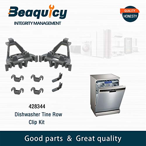 Beaquicy 00428344 Dishwasher Bearing Lower Rack Flip Tine Clip Kit 00418499 , Bosch,