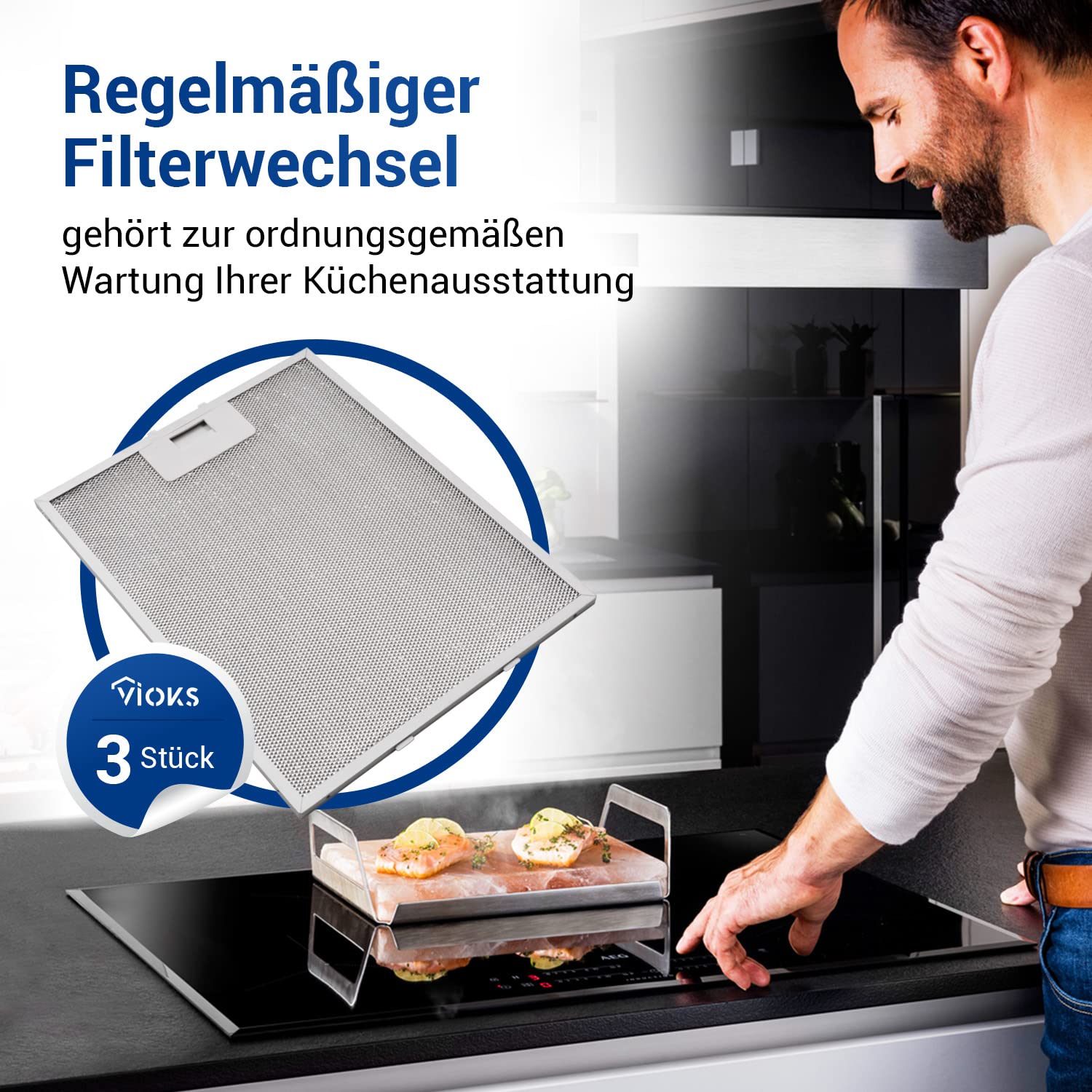 Dunstabzugshaube Filter Metall 310x250mm SET 3x Ersatz fรผr Metallfettfilter Bosch 00353110 & Dunstabzug Filter / Metallfilter fรผr Dunstabzugshaube Bosch / Filter Abzugshaube Constructa