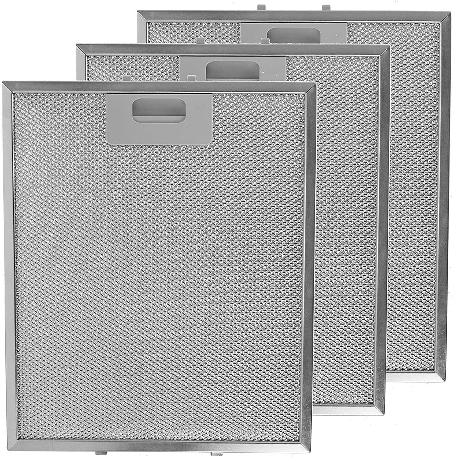 Universal Cooker Hood Metal Mesh Grease Filter for Kitchen Extractor Fan Vent (Pack of 3 Filters, Silver, 300 X 250 Mm)