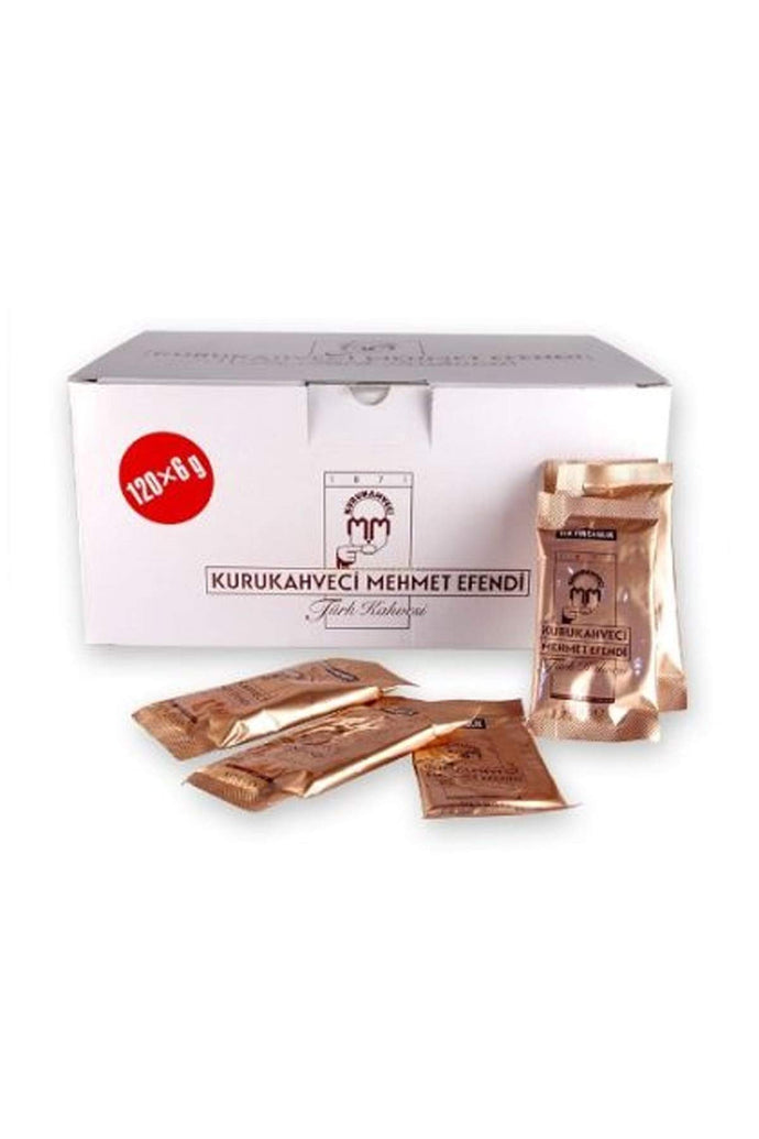 Mehmet Efendi Authentic Turkish Coffee: 120 Single-Serve 6g Ground Coffee Packets for Traditional Taste Experience