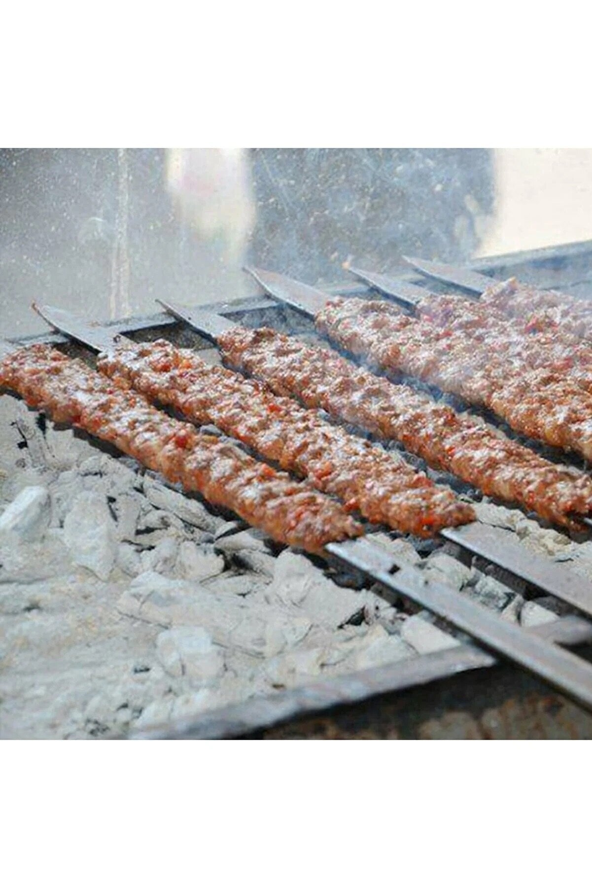 50cm Adana Kebab Skewers - Premium Galvanized Iron for Delicious Doner Meat Grilling and Shish Cooking Wide Flat BBQ