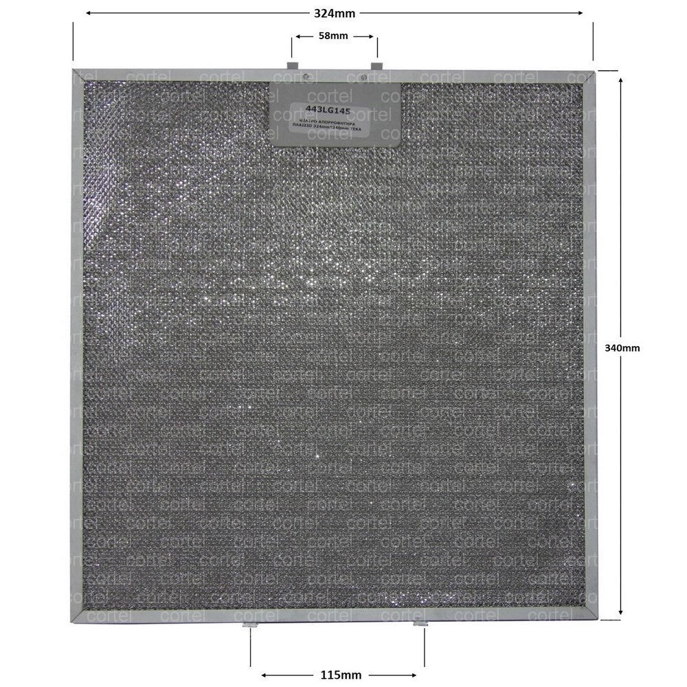 81484011 Cooker Hood Filter , 340x324 mm, Metal Grease Filter replacement for e.g Teka, DH70, DY70, DH1-70, DH2-70, 1 piece