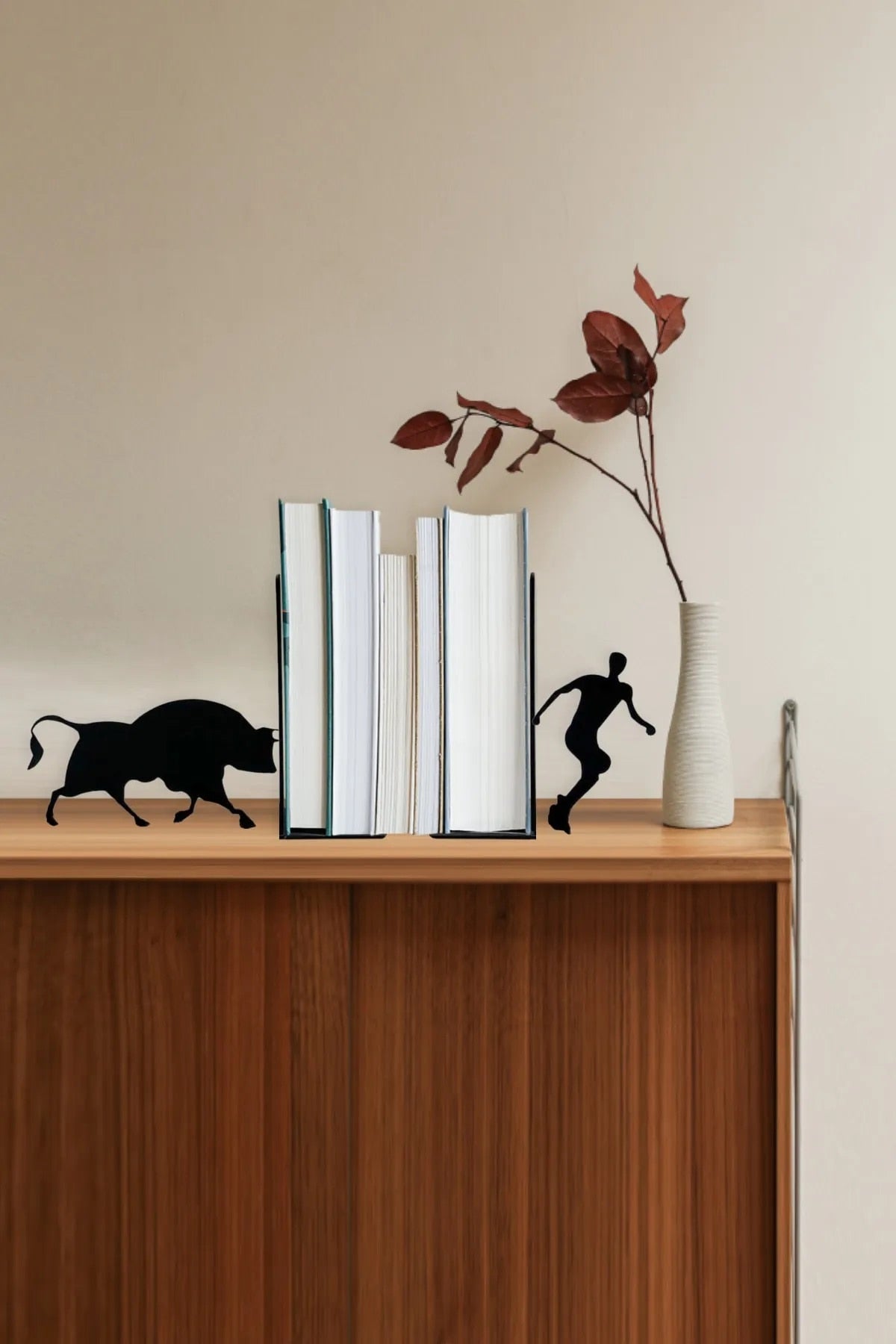 Porta libri decorativo in metallo con figure, supporto per libri, organizer per libri, regalo Gatto nero, bicicletta, elefante ballerina, giraffa, lettura