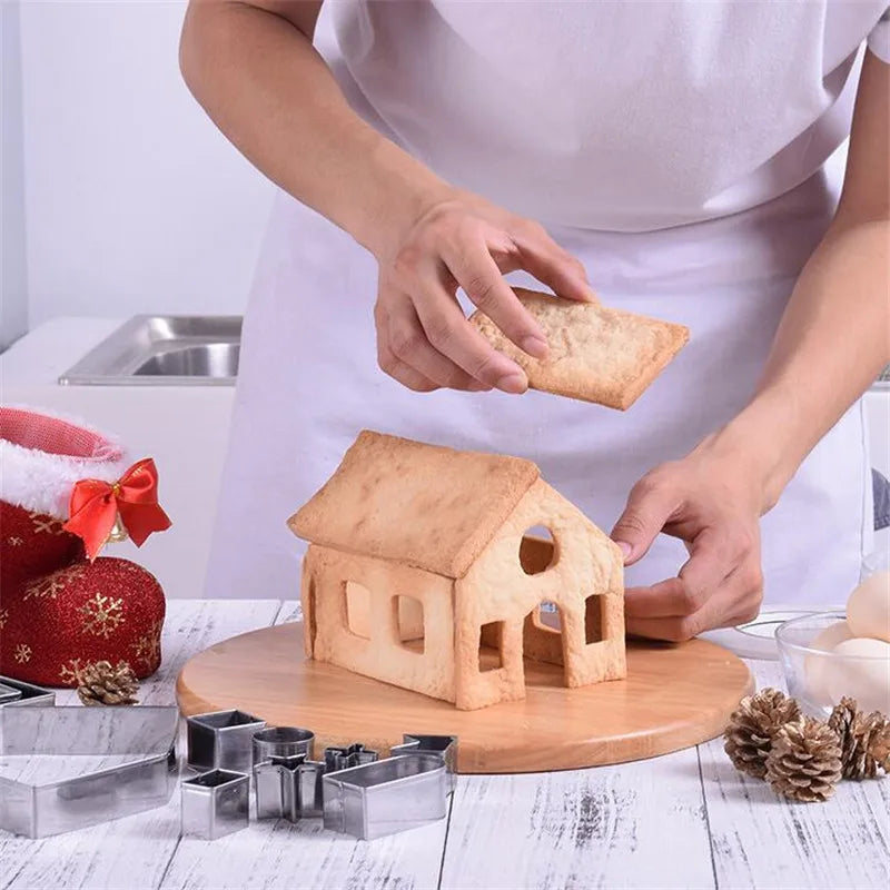 Edelstahl Weihnachten Cookie Cutters Set Form Lebkuchen Haus Biscoito Keks Form Weihnachten Baum Backen Zubehör 2022