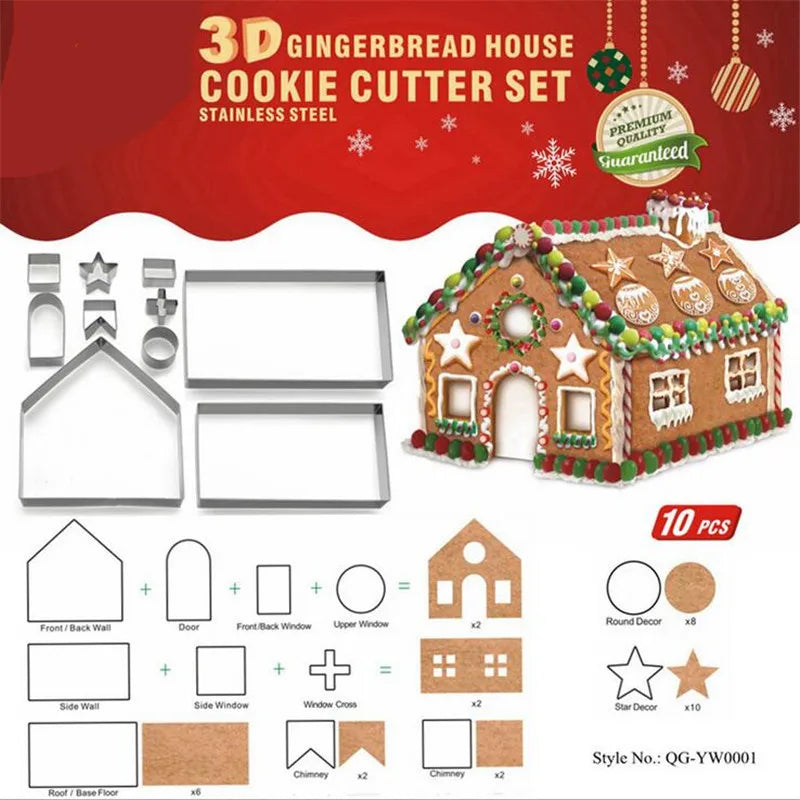 Edelstahl Weihnachten Cookie Cutters Set Form Lebkuchen Haus Biscoito Keks Form Weihnachten Baum Backen Zubehör 2022