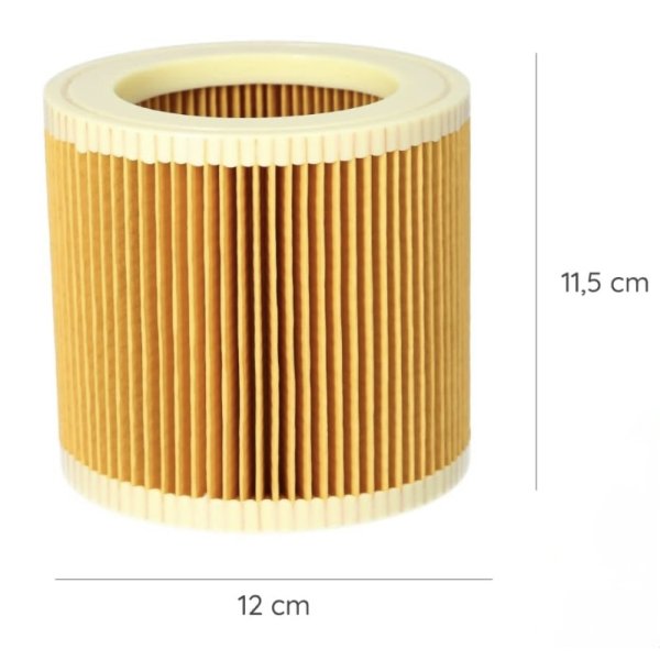 Karcher WD2 WD3 Silindirik Filtre | Elektrikli Süpürge Hepa Filtresi ve Yedek Parça (EN:120 BOY:115)