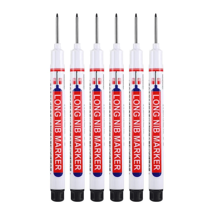 6Pcs/Set 20mm Eco-Friendly Long Nib Head Marker: Waterproof, Fast-Drying Metal Perforating Pen for Woodworking, Furniture Decoration, and Industrial Use - The Ultimate Multi-Purpose Marking Tool