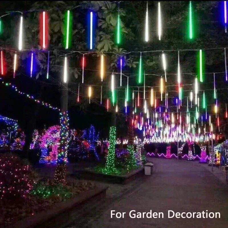 Solar Meteorschauer Regen Lichterketten Wasserdicht Garten Licht 8 Röhren Weihnachtsbaum Urlaub Party Hochzeit Urlaub Dekoration