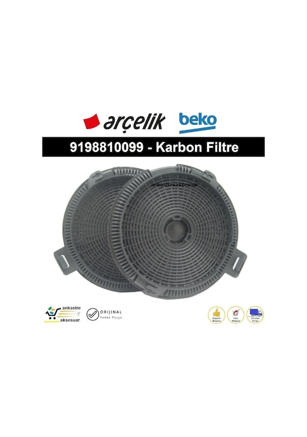 Teka Beko AEG Uyumlu Karbon Filtre Seti 9198810099 – 2'li Charcoal Aspiratör Filtre Takımı