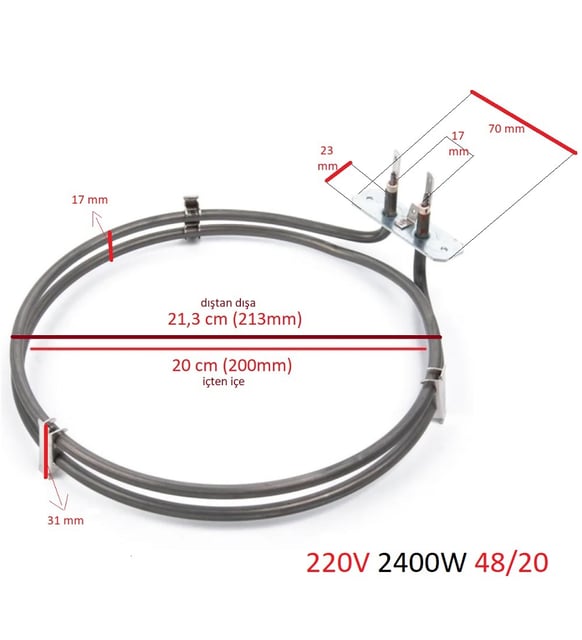 20 CM Arçelik Beko Aygaz Turbo Ofen Heizwiderstand Element Zubehör Ersatzteil 