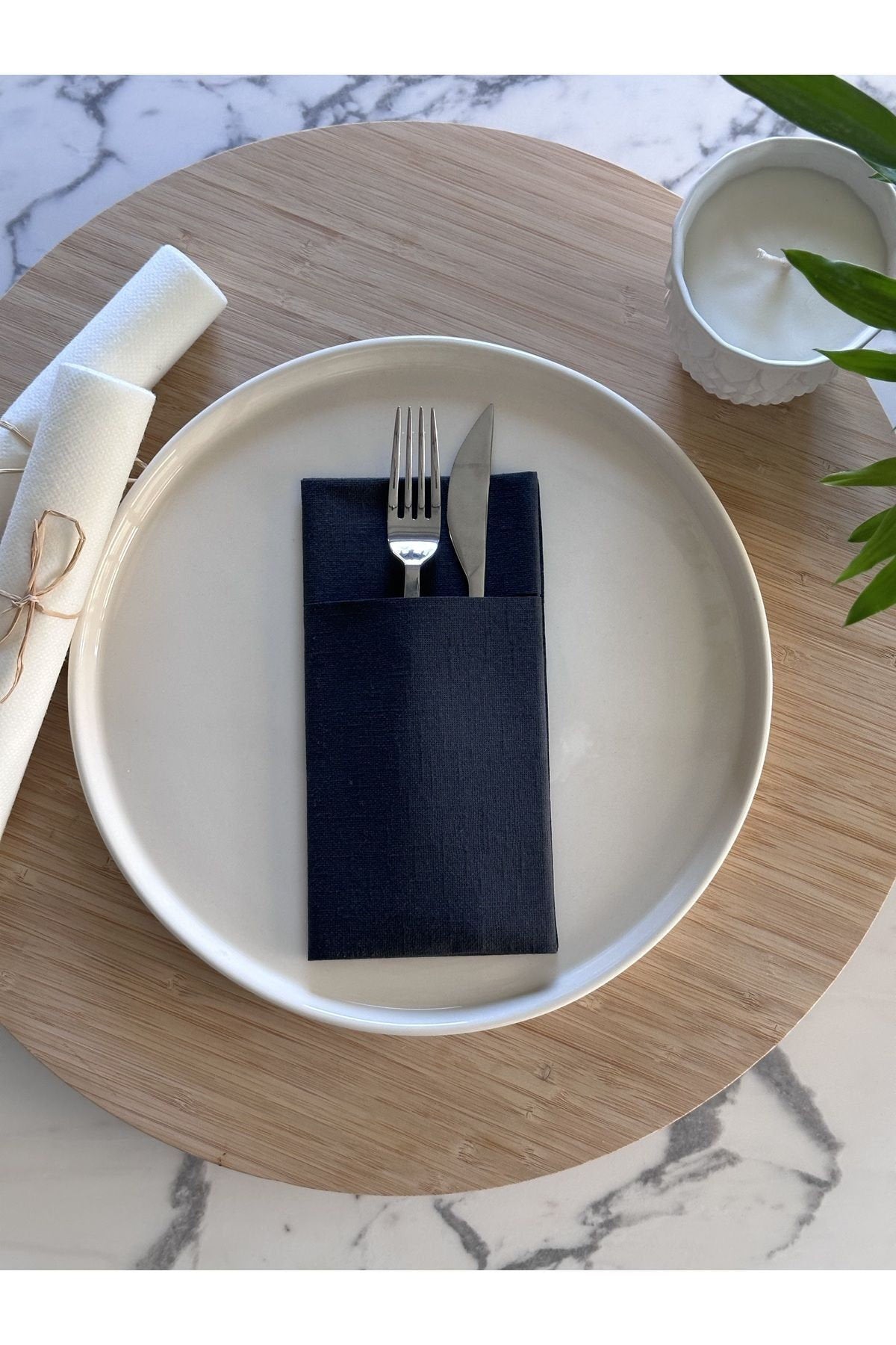 Elegant Black Fabric Textured Napkins with Pocket - Perfect for Weddings, Restaurants, Bars, and Events 50 Pack, 40x40 cm