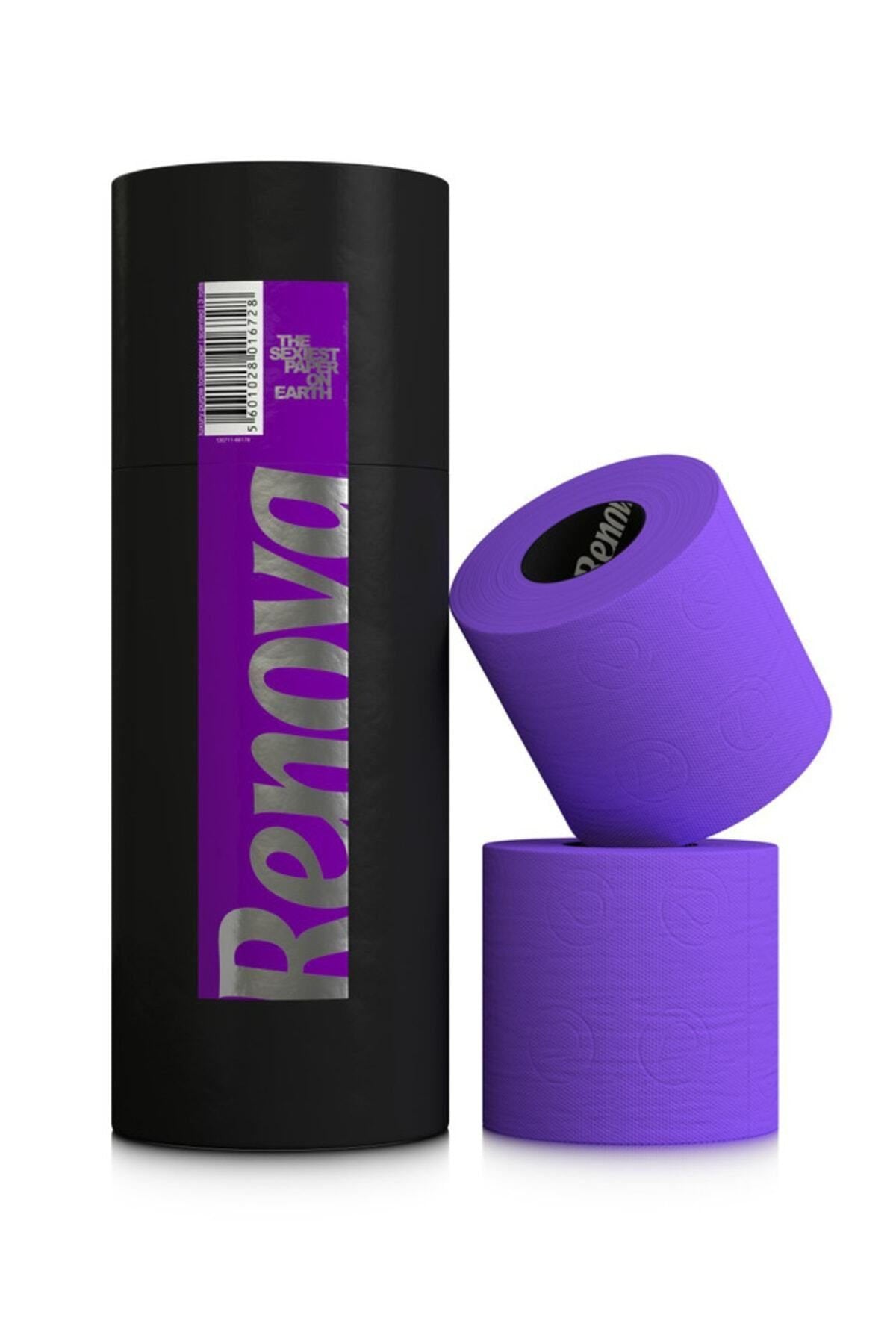 Renova Purple Toilet Paper 3 Rolls in Black PVC Box | Soft, Absorbent & Stylish