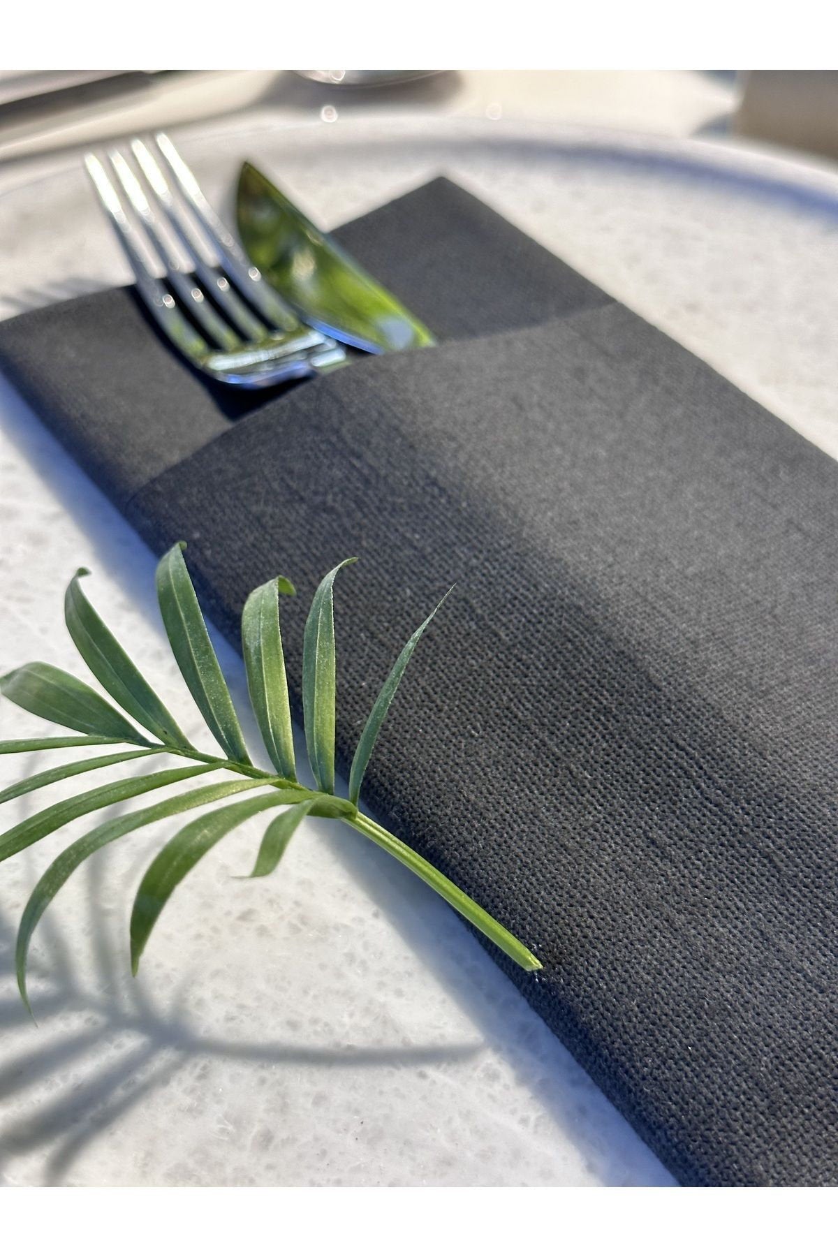 Elegant Black Fabric Textured Napkins with Pocket - Perfect for Weddings, Restaurants, Bars, and Events 50 Pack, 40x40 cm