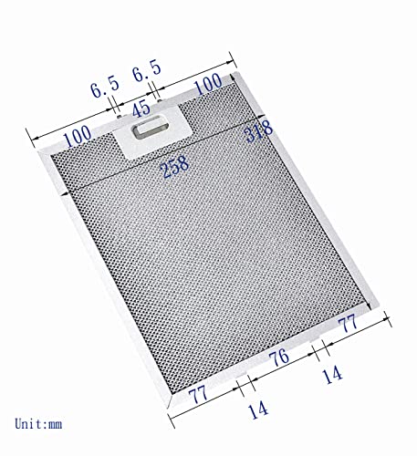 6.61 € | Filtro de malla metálica de 318 x 258 mm compatible con campana extractora Baumatic Zanussi Lamona AG600SS BE60GL BEI350SS BTC6720SS-UK F60.2BL F60.2SS