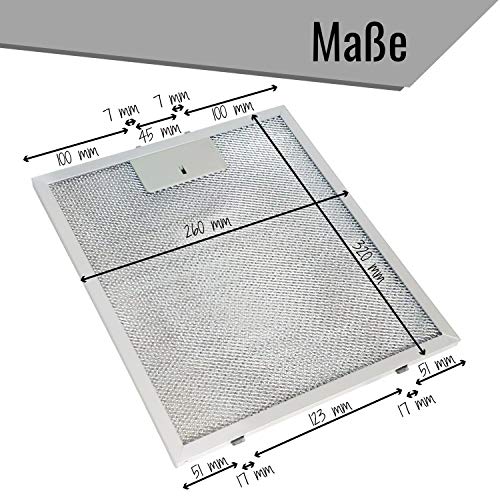 Antigrasso-Filter aus Metall für die Ansaugkappe, 320 x 260 mm, Antigrasso-Filter mit Griglia x2