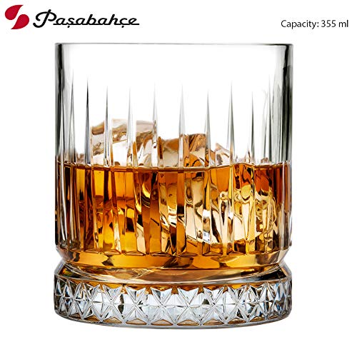 Pasabahce Glass Elysia Tumbler per acqua/succo/whisky 355 ml Set da 4 pezzi, trasparente (PB Elysia)