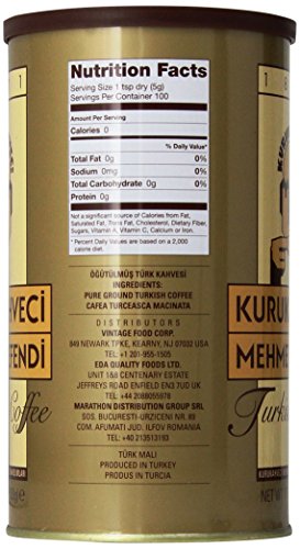 Kurukahveci Mehmet Efendi Turkish Coffee, 17.6 Ounce (Pack of 1) 500 Gr