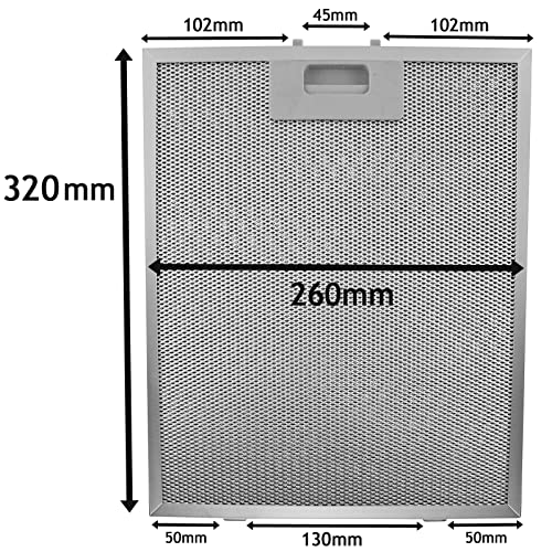 Filtro antigrasso in metallo per cappa aspirante (argento, 320 x 260 mm, confezione da 2)