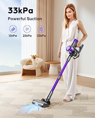 Cordless Vacuum Cleaner, 450W 33000pa Stick Vacuum Handheld Vacuum Household Vacuum Cleaner with Auto Mode Docking Station, 55 Mins Runtime for Carpet, Hard Floor, and Pet Hair