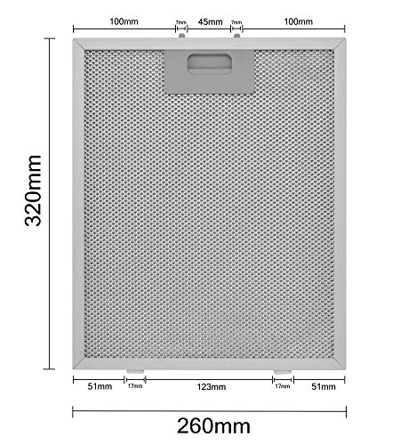 Filtro Campana Extractora Universal 320 x 260, Filtro de Grasa para Campana Extractora