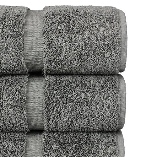 Luxury Hotel & Spa 100% Cotton Premium Turkish Bath Towels, 27" x 54'' (Set of 4, Gray)