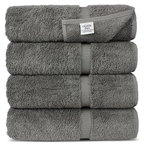 Luxury Hotel & Spa 100% Cotton Premium Turkish Bath Towels, 27" x 54'' (Set of 4, Gray)