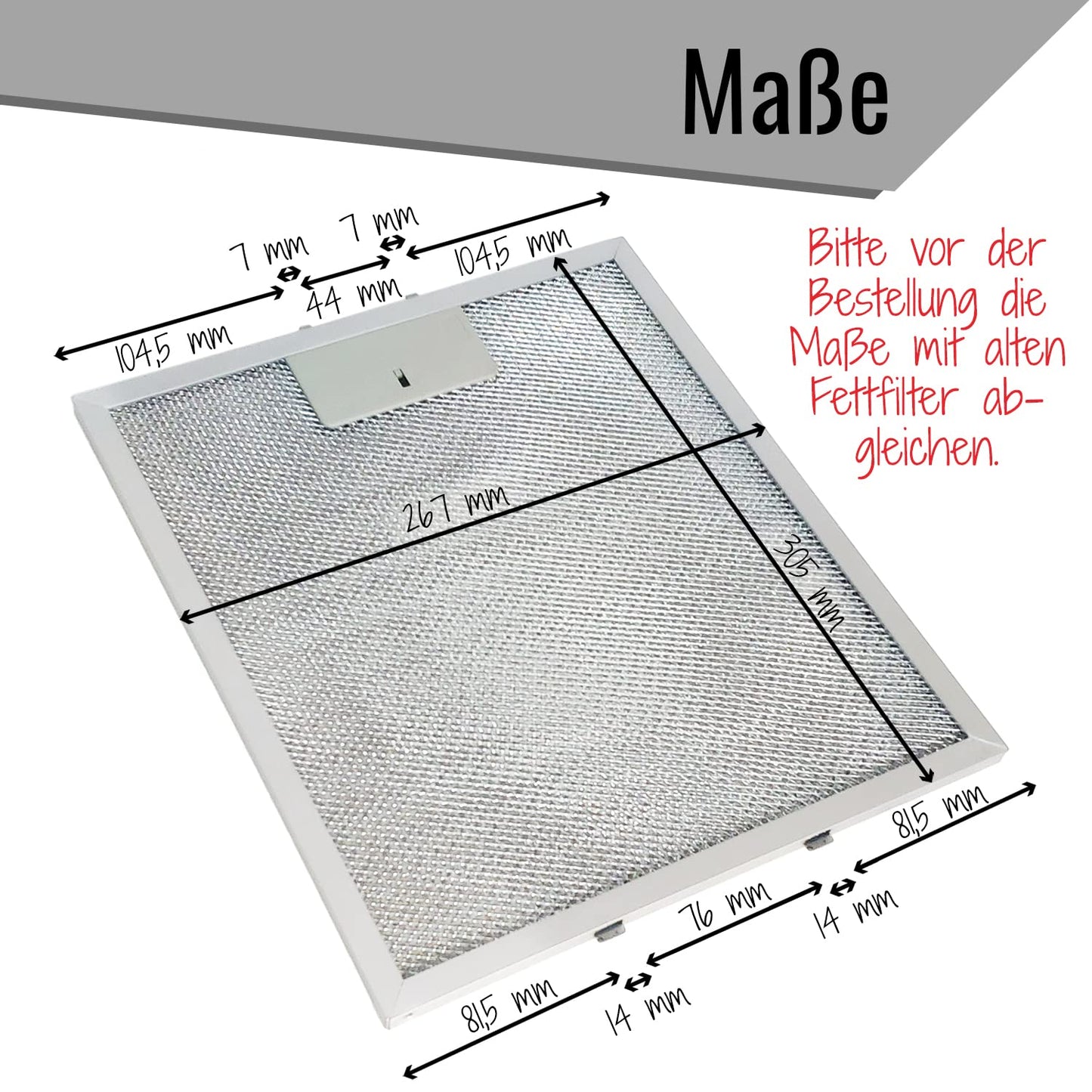 2x Metallfettfilter per Dunstabzugshaube 305x267mm Filtergitter per AEG Electrolux