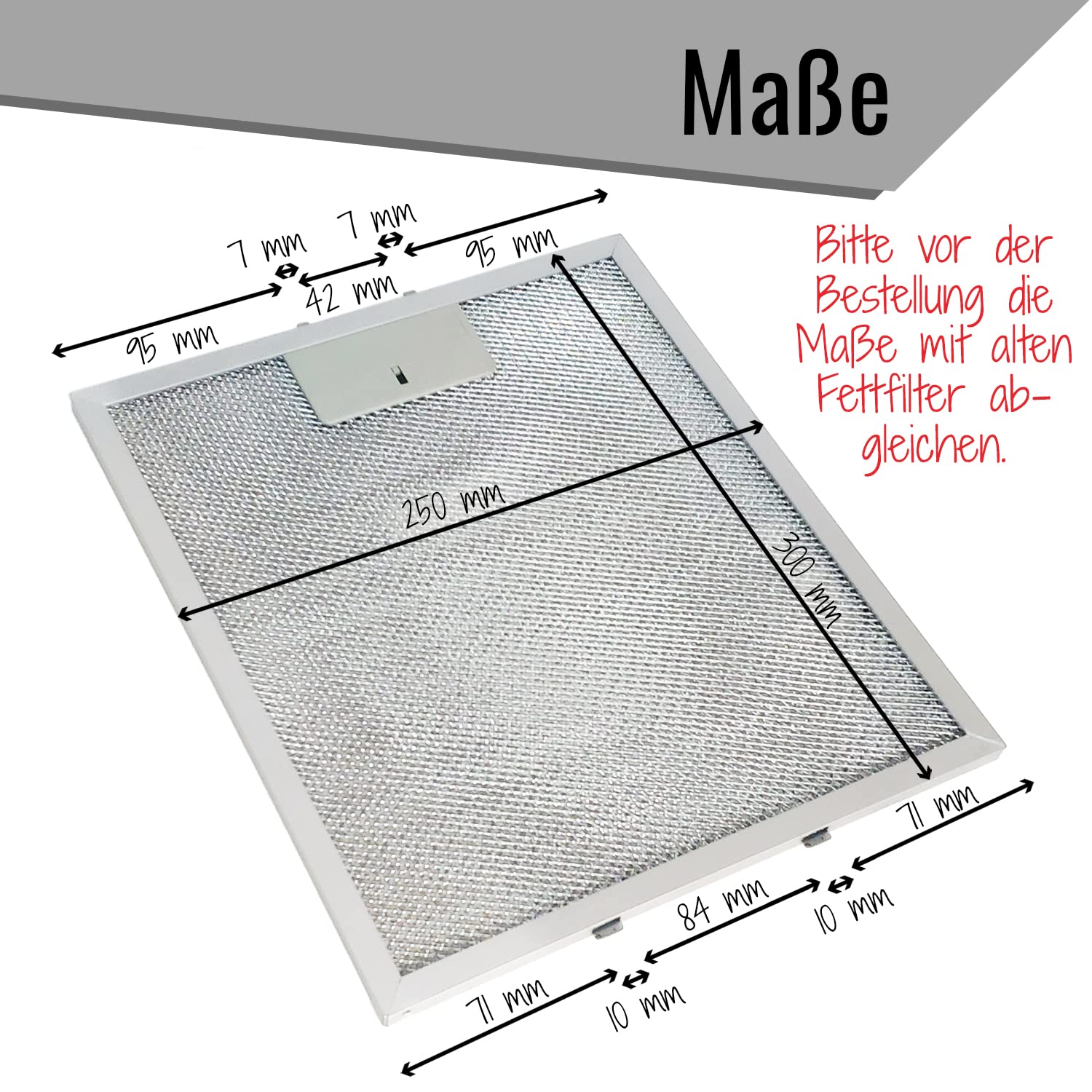 Metallfettfilter für Dunstabzugshauben, 300x250mm, (2 Stück)