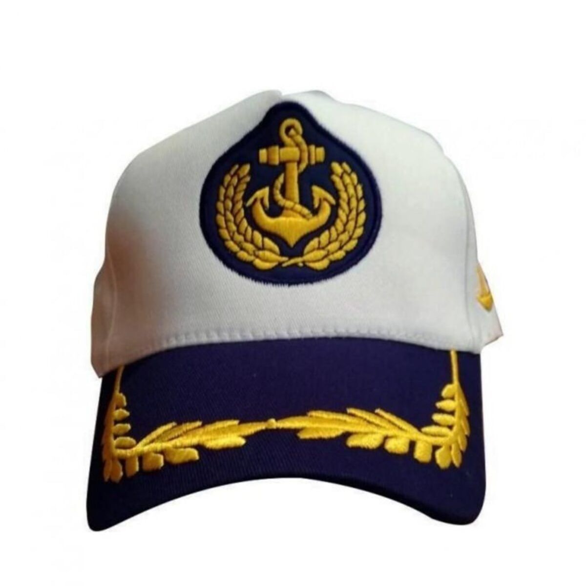 All-Season Unisex Sailor's Cap – Adjustable Navy Blue & White Captain's Hat with Timeless Rudder & Anchor Design, Breathable Cotton Fabric – Gender-Neutral Nautical Fashion for Sailing & Sports