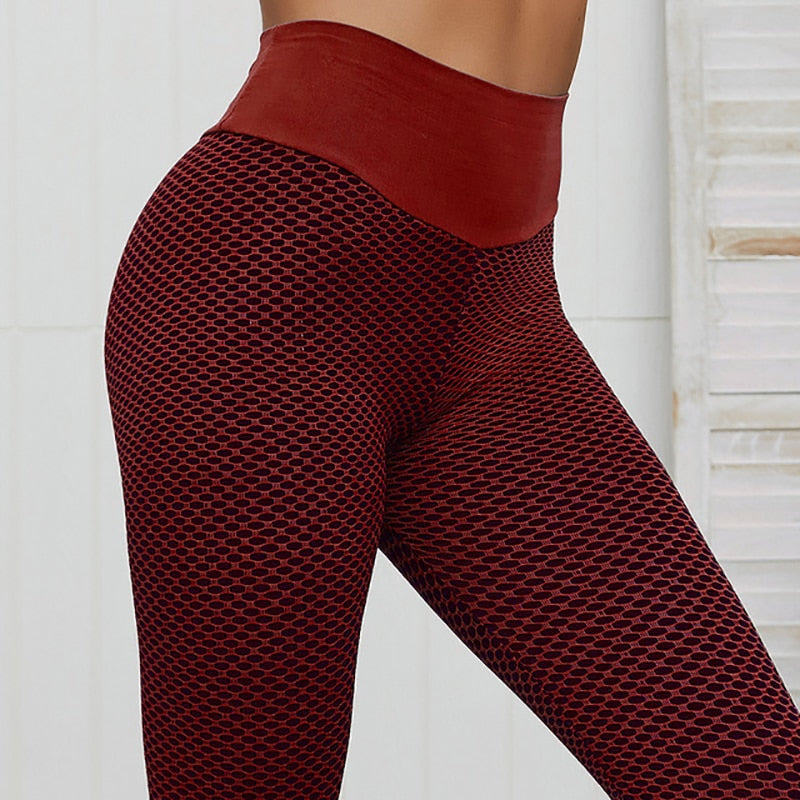 Grid Tights Yoga Pants Women Seamless High Waist Leggings Breathable