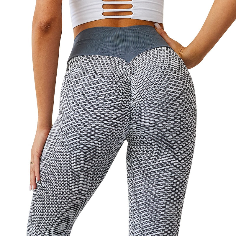 Grid Tights Yoga Pants Women Seamless High Waist Leggings Breathable