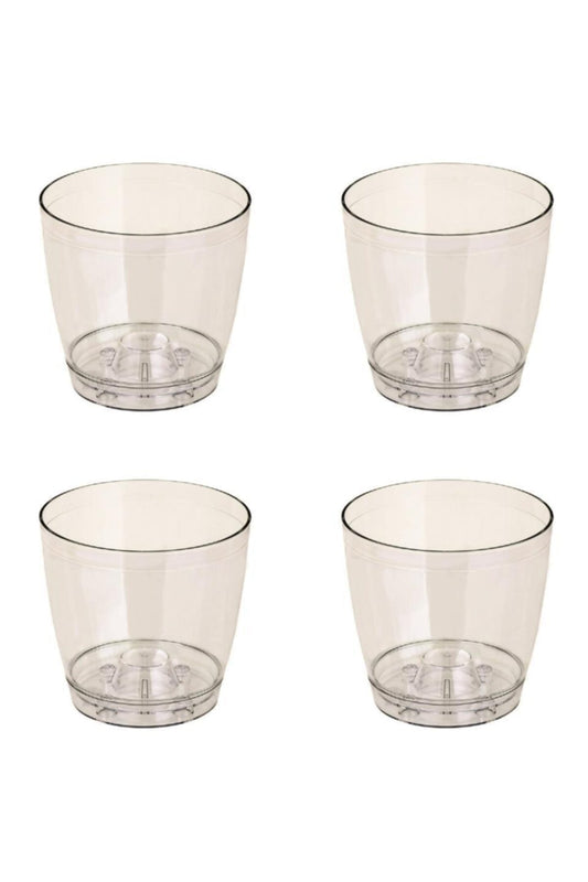 Premium Transparent Orchid Pot - 4 pcs, 1.5 lt Capacity, Flat Design, Perfect for Home and Garden Plant Nursery - 14cm Diameter